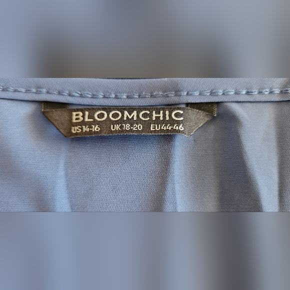 Bloomchic Blue Applique Blouse with Bell Sleeves Size 14-16, Never Worn - Picture 4 of 5
